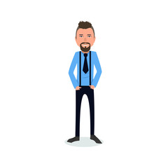 funny and cool cartoon guy in casual clothes, gesturing. Vector illustration, Hipster Style