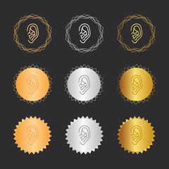 Ohr - Gehör - Bronze, Silber, Gold Medaillen