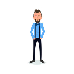 Obraz premium funny and cool cartoon guy in casual clothes, gesturing. Vector illustration, Hipster Style