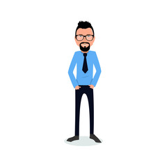 funny and cool cartoon guy in casual clothes, gesturing. Vector illustration, Hipster Style