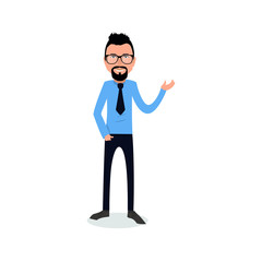 funny and cool cartoon guy in casual clothes, gesturing. Vector illustration, Hipster Style