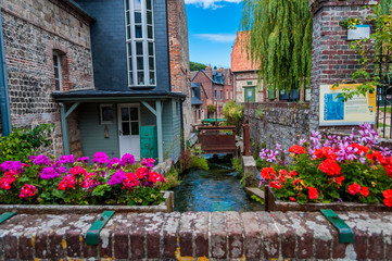 Veules les Roses, Normandie, France. - obrazy, fototapety, plakaty