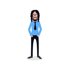 funny and cool cartoon guy in casual clothes, gesturing. Vector illustration, Hipster Style