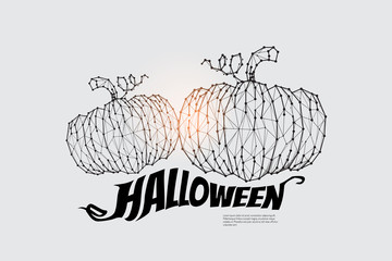 The particles, geometric art, line and dot of pumpkin.