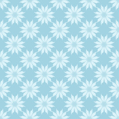 White floral seamless pattern on blue background