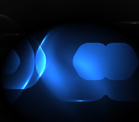 Blurred transparent hexagons on dark, digital abstract background