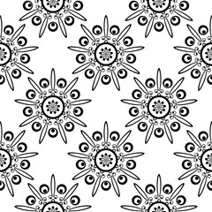 Black floral seamless pattern on white background