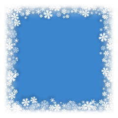 Fototapeta premium Snowflakes Designs Vector Blue Frame