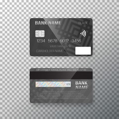 Illustration of Vector Credit Card. Photorealistic Bank Card Isolated on Transparent Background