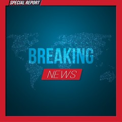 Illustration of Vector Breaking News Banner. Broadcast News Design. News Report Template on Glowing Planet Background