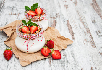 Yogurt and granola for breakfast