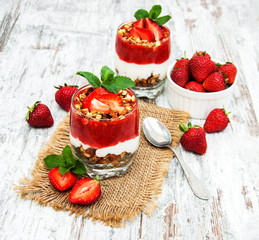 Yogurt and granola for breakfast