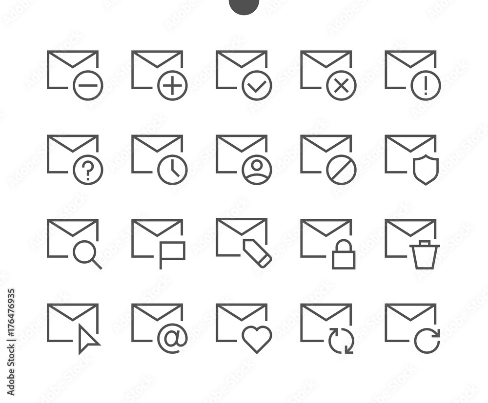 Poster email ui pixel perfect well-crafted vector thin line icons 48x48 ready for 24x24 grid for web graphi
