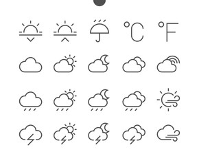 Weather UI Pixel Perfect Well-crafted Vector Thin Line Icons 48x48 Ready for 24x24 Grid for Web Graphics and Apps with Editable Stroke. Simple Minimal Pictogram