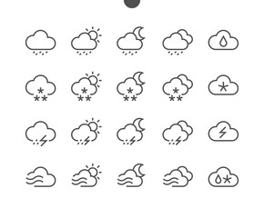 Weather UI Pixel Perfect Well-crafted Vector Thin Line Icons 48x48 Ready for 24x24 Grid for Web Graphics and Apps with Editable Stroke. Simple Minimal Pictogram