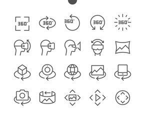 360 Degrees UI Pixel Perfect Well-crafted Vector Thin Line Icons 48x48 Ready for 24x24 Grid for Web Graphics and Apps with Editable Stroke. Simple Minimal Pictogram