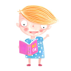 Little Girl Reading Book