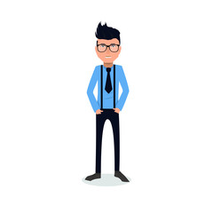 funny and cool cartoon guy in casual clothes, gesturing. Vector illustration, Hipster Style