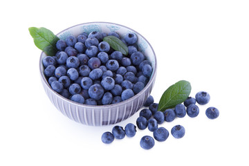 Blueberries in a bowl isolated