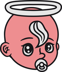 gesicht kopf lieb brav engel engelchen heiligenschein flügel himmel gewissen gut krabbeln schnuller klein süß niedlich windel kind baby comic cartoon