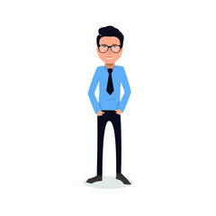 funny and cool cartoon guy in casual clothes, gesturing. Vector illustration, Hipster Style