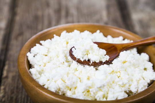 Cottage cheese and spoon