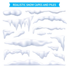 Fototapeta premium Snow Capes And Piles Set