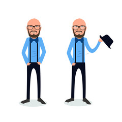 funny and cool cartoon guy in casual clothes, gesturing. Vector illustration, Hipster Style