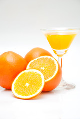 Fresh orange juice in the glass