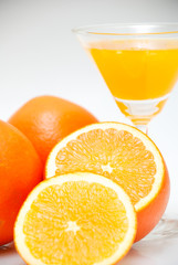 Fresh orange juice in the glass
