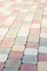 Paving slabs in the form of colorful bricks
