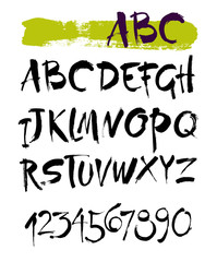 Vector Acrylic Brush Style Hand Drawn Alphabet Font