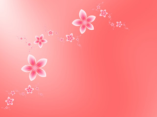 Abutract fractal garland flowers on a pink background