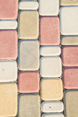 Paving slabs in the form of colorful bricks