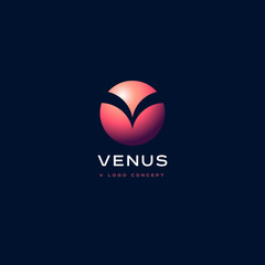 V letter. V monogram. Venus planet emblem. © Nataly
