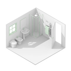 3d isometric bathroom 2353