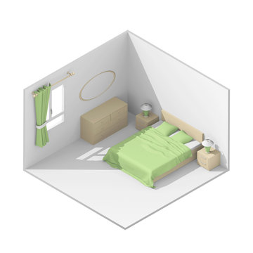 3d Isometric Rendering Bedroom 2348