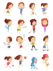 Kids Sport Decorative Icons Set