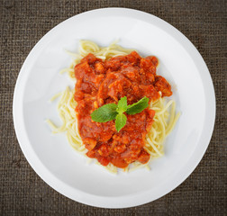 spaghetti with tomato sauce, Italian food