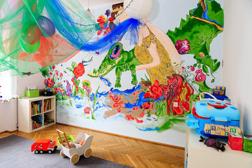 Colorful painting on the wall