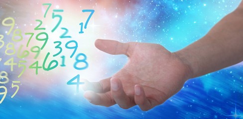 Composite image of hand of man pretending to hold an invisible