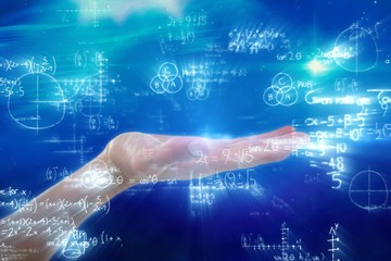 Composite image of hand of man pretending to hold an invisible