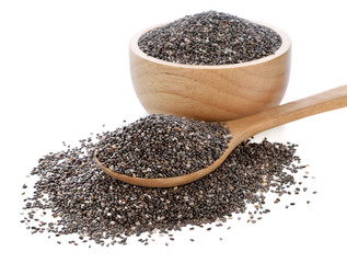 Chia seeds isolated on white background.