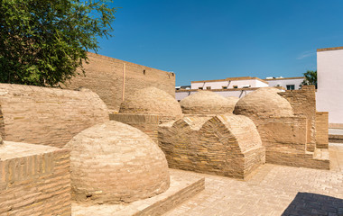 Historic buildings at Itchan Kala fortress in the historic center of Khiva. UNESCO world heritage site in Uzbekistan