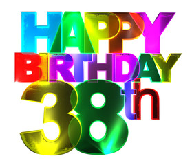 Happy Birthday - Bunte 3d Buchstaben - 38 - weiß
