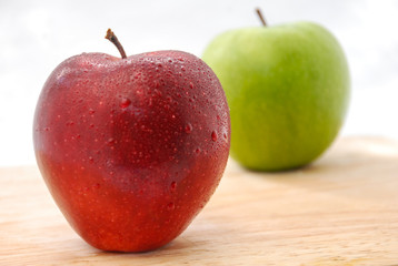 apples on wood table