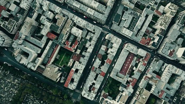 Aerial top down view of Montparnasse district in Paris, France
