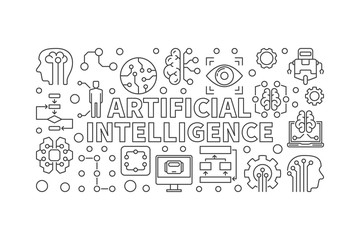 Artificial Intelligence vector modern horizontal banner