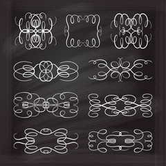 Vector calligraphic design elements on the chalkboard.