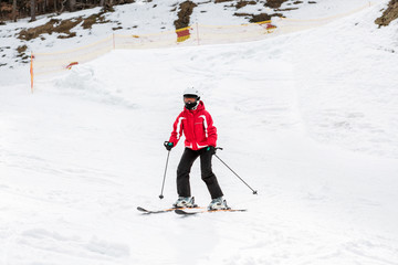 skier is skiing down the slope